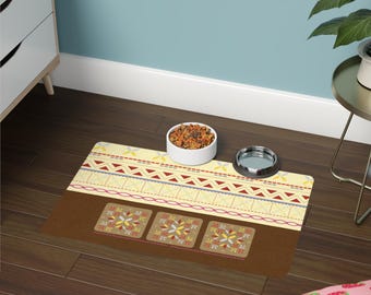 Non-Slip Pet Food Mat: Durable Polyester Feeding Placemat (12x18)
