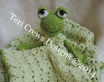 Crochet Pattern Frog Huggy Lovey Blanket by Teri Crews Wool and Whims Instant Download PDF format