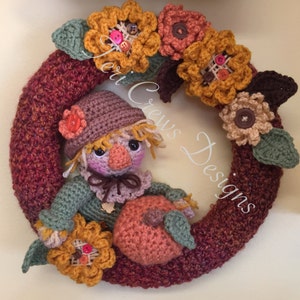 Fall Scarecrow Wreath Crochet Pattern by Teri Crews Instant Download PDF