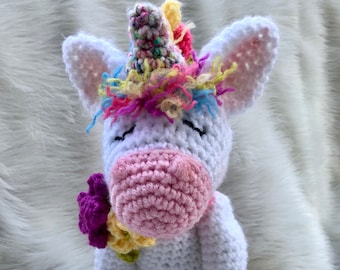 Unicorn Crochet Toy Pattern, Amigurumi Crochet, Instant Download PDF Crochet Pattern, Cute Unicorn by Teri Crews