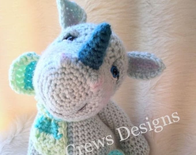 Rhino Crochet Pattern Instant Download PDF format Simply Cute Rhino by Teri Crews