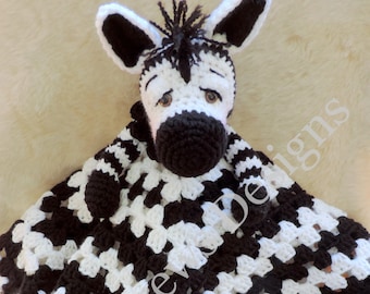 Zebra Huggy Blanket Crochet Pattern Baby Blanket, Softie, Lovey Pattern by Teri Crews