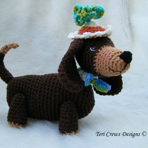 Crochet Pattern Dashshund Dog by Teri Crews instant download PDF format Crochet Toy Pattern