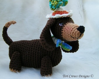 Crochet Pattern Dashshund Dog by Teri Crews instant download PDF format Crochet Toy Pattern