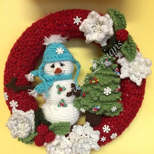 Winter Wreath With Snowman and Tree Crochet Pattern by Teri Crews Instant Download PDF image 3