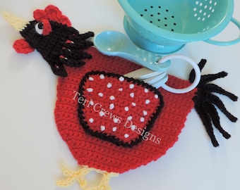 Rooster Potholder Decor Amigurumi Crochet Pattern by Teri Crews Instant Download PDF
