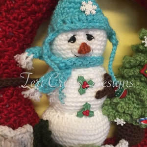 Winter Wreath With Snowman and Tree Crochet Pattern by Teri Crews Instant Download PDF image 4