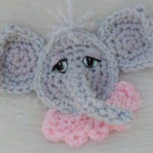 Cute Elephant Applique Crochet Pattern Instant Download by Teri Crews
