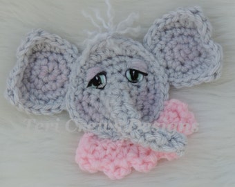 Cute Elephant Applique Crochet Pattern Instant Download by Teri Crews