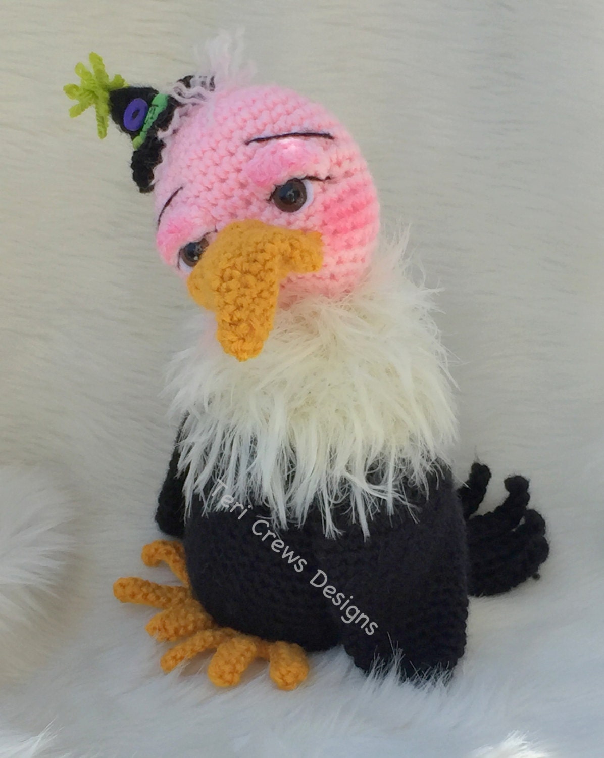 Baby Buzzard Vulture Crochet Pattern by Teri Crews Instant Download PDF format Amigurumi Softie Toy