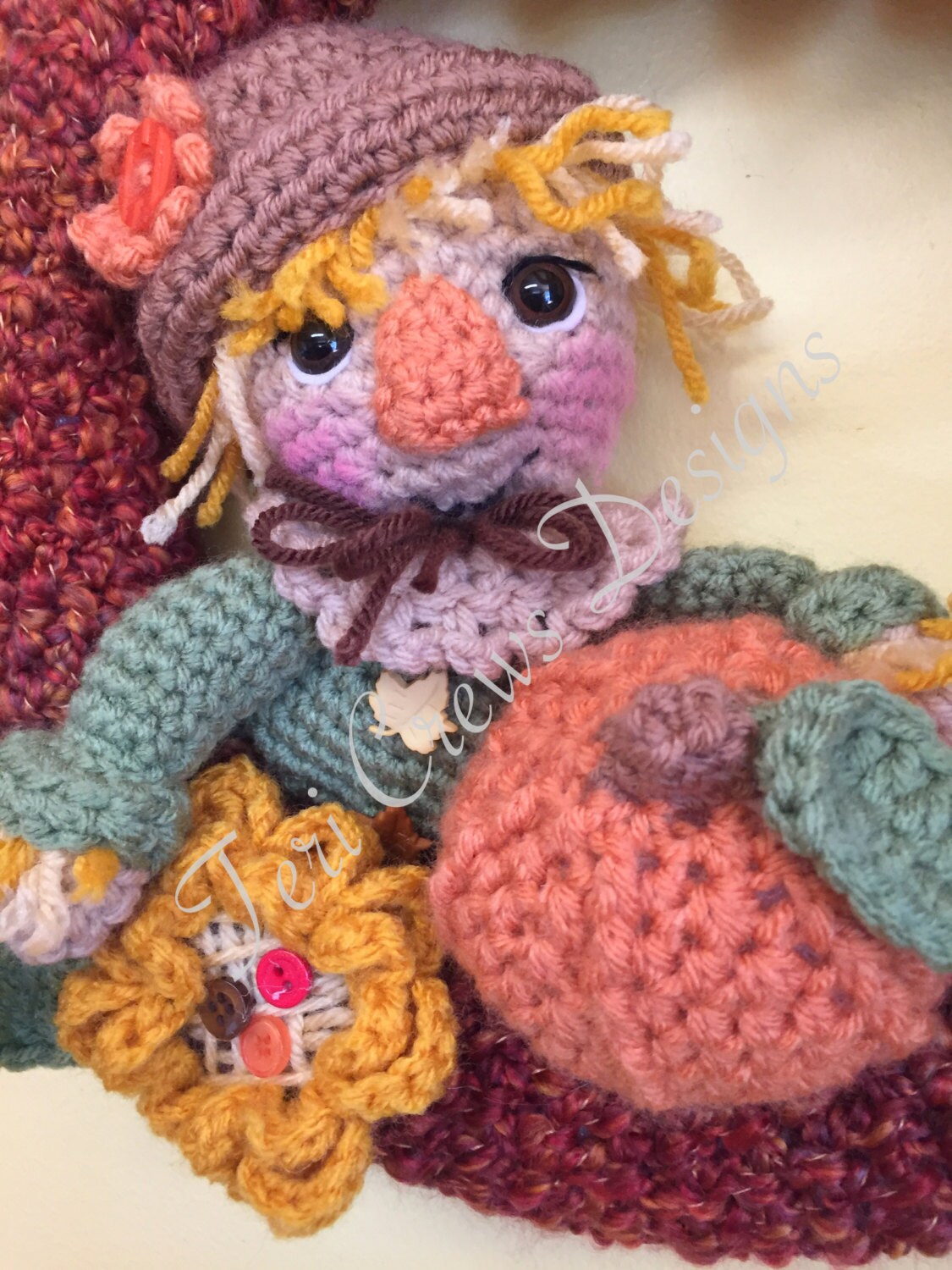 Fall Scarecrow Wreath Crochet Pattern by Teri Crews Instant Download PDF
