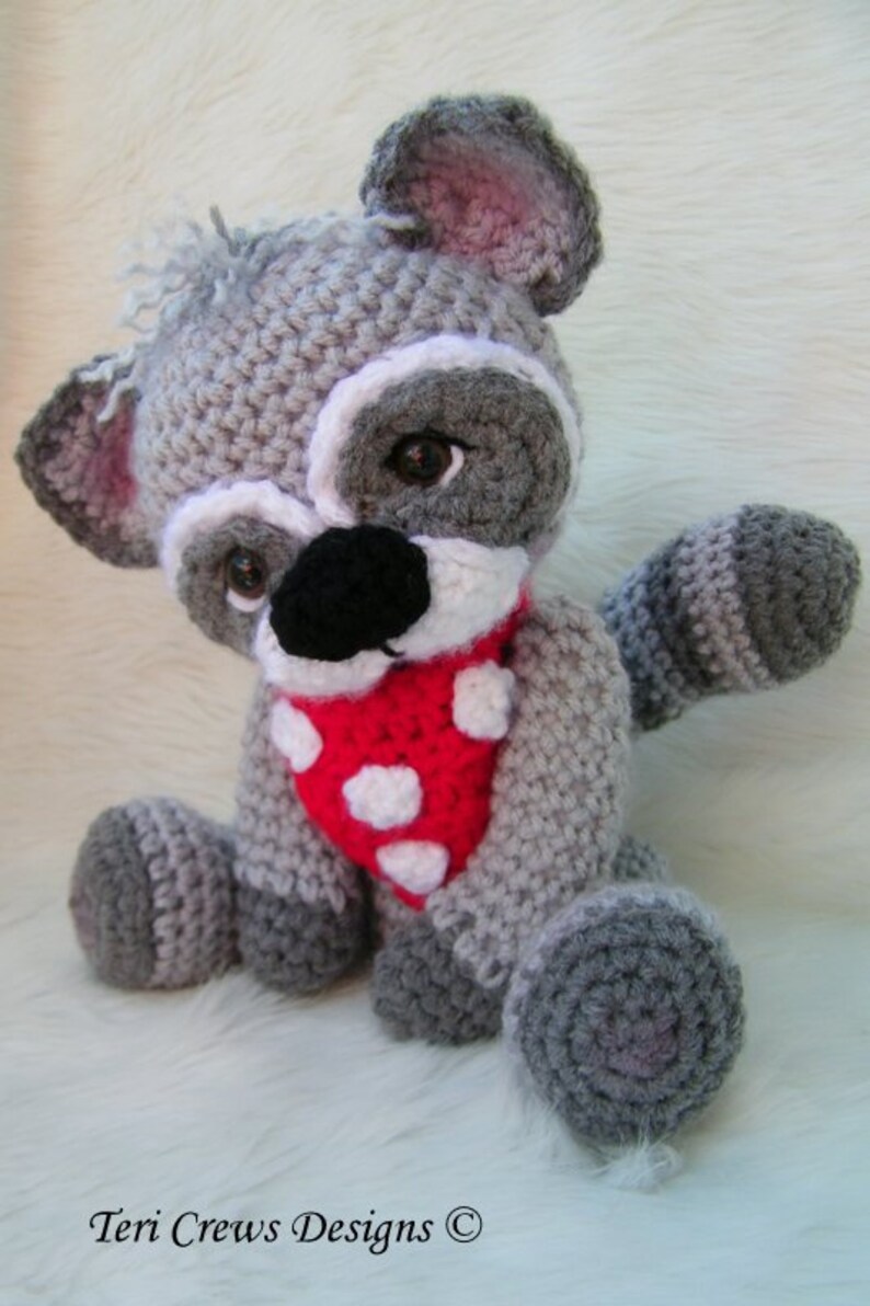 Crochet Pattern Cute Raccoon by Teri Crews Wool and Whims Instant Download PDF Format image 5