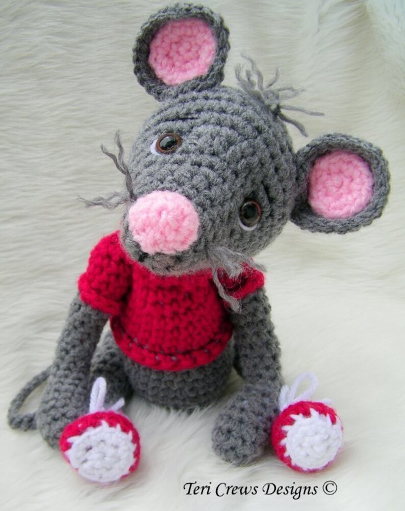 Crochet Pattern Cute Mouse by Teri Crews Wool and Whims Instant Download PDF Format image 1