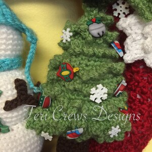 Winter Wreath With Snowman and Tree Crochet Pattern by Teri Crews Instant Download PDF image 5