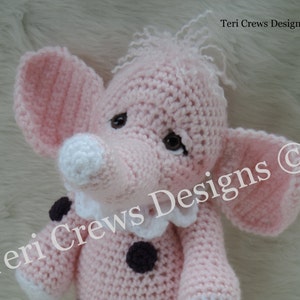 Crochet Pattern Cute Elephant PDF Instant Download Teri Crews Wool and Whims Tutorial Instructions