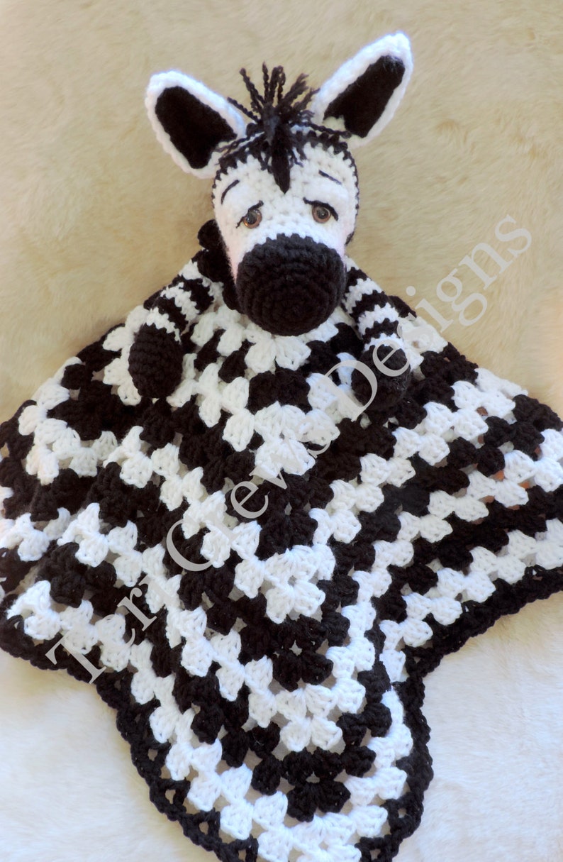 Zebra Huggy Blanket Crochet Pattern Baby Blanket, Softie, Lovey Pattern by Teri Crews image 1