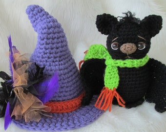 Crochet Pattern Bat and Witch Hat Set by Teri Crews instant download PDF format