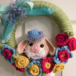 Crochet Pattern Yarn Wrapped Bunny Wreath by Teri Crews instant download PDF format