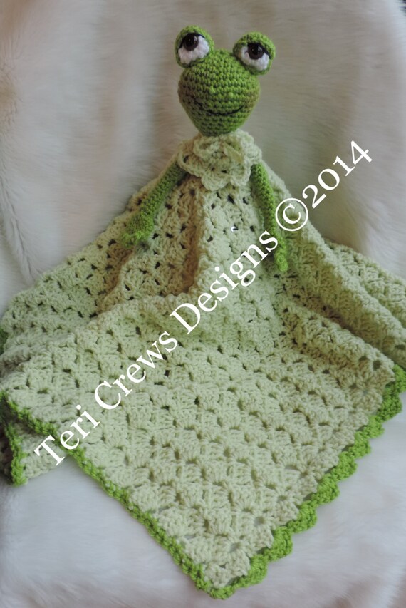 Crochet Pattern Frog Huggy Lovey Blanket by Teri Crews Wool and Whims Instant Download PDF Format Etsy Canada