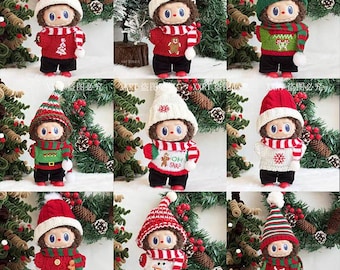 Ensemble Labubu New Year Vibe - Bonnet, pull, pantalon en velours côtelé, écharpe et chaussures - Convient aux poupées 1re/2e/3e générations - 11 variantes