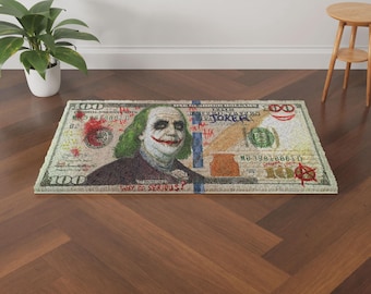 Pop Art Money Rug, Graffiti Dollar Carpet, Joker Design Floor Mat, Street Art Home Decor