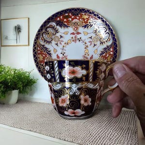 Vintage Royal Crown Derby Imari 2451 Mokka Cup and Saucer Duo Made in England c 1970s