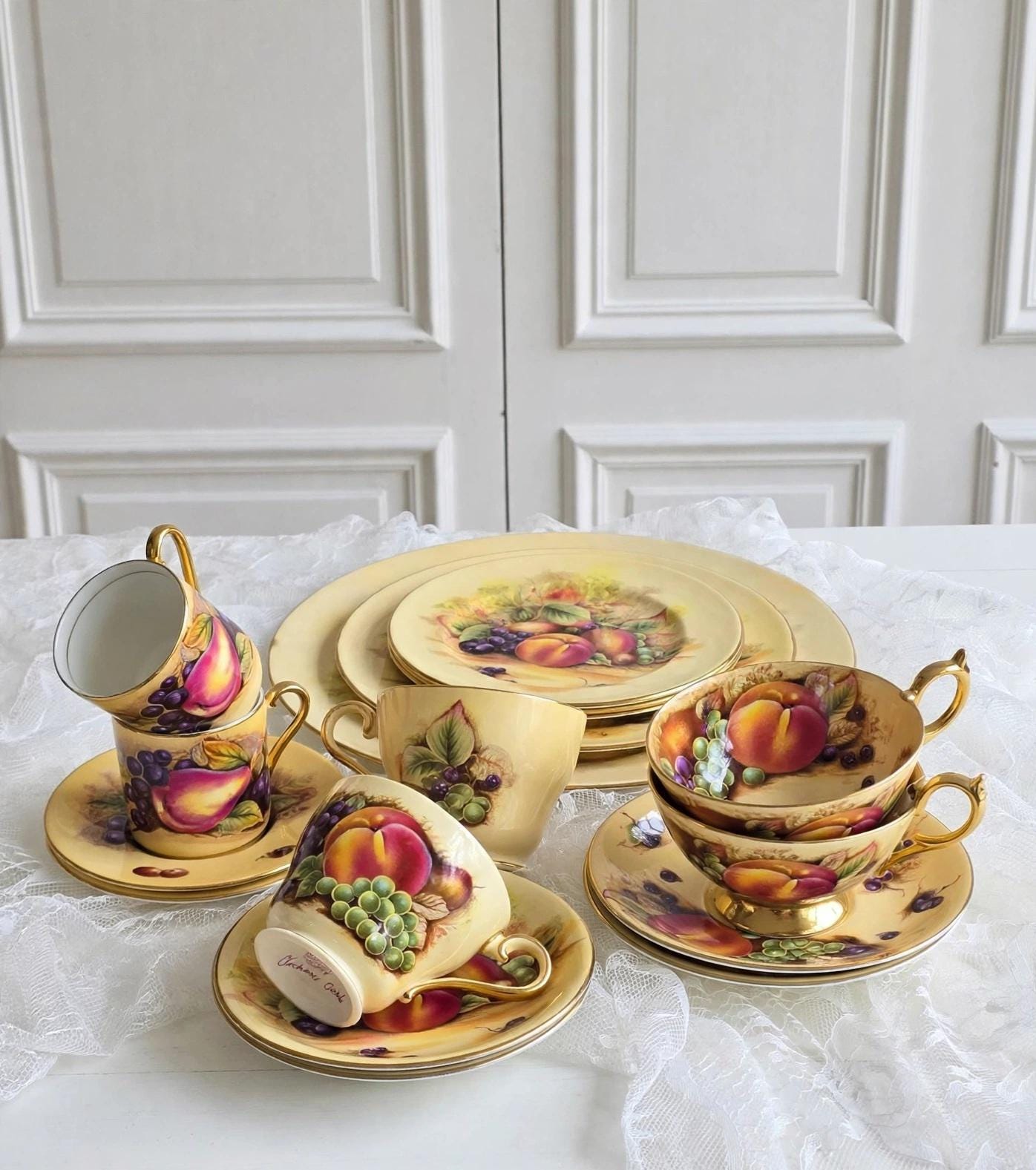 AYNSLEY ORCHARD GOLD 4点セット Aynsley Orchard Gold - Etsy