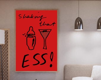 Arte mural divertido de cóctel Espresso Martini en rojo