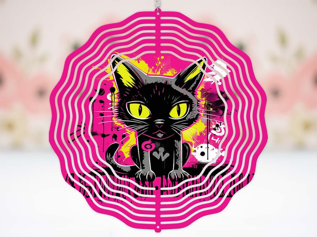 Spinning Cat Windows Black Cat Wind Spinner: Whimsical Outdoor Decor, Modern Art - Etsy
