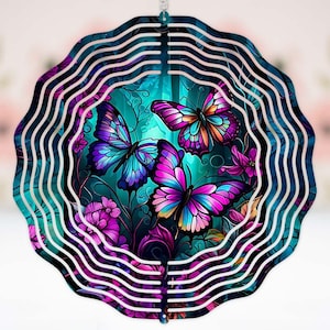 Butterfly & Floral art summer decor wedding gift housewarming gift for friend gift for girls room decor home decor outdoor Wind Spinner #274