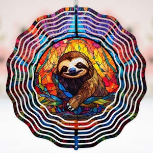 Stained Glass Sloth art floral art unique garden decor housewarming gift for friend summer home decor hanging outdoor Wind Spinner #372