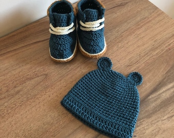 Modello all'uncinetto per scarpe da ginnastica e cappello da orso per neonati / Tutorial PDF