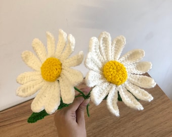 Tutorial per realizzare un fiore di margherita fatto a mano all'uncinetto / Modello PDF fai da te floreale realistico