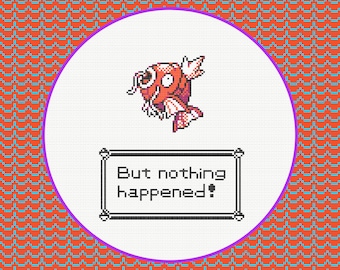 Magikarp uses splash!... but nothing happened! Cross Stitch Pattern