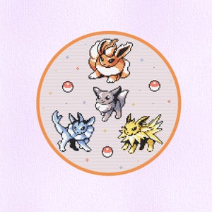 Patrones de punto de cruz de Eevee Evolutions Gen 1