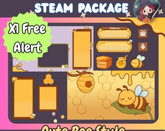 Golden Bee Stream Overlay Package: Honeycore Twitch Overlay Bundle