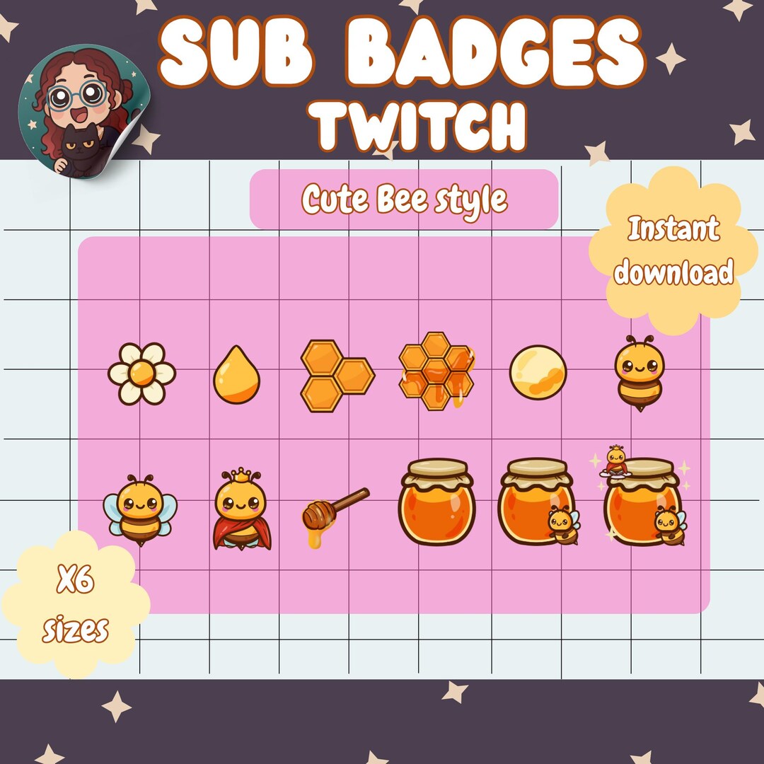 Honey Bee Twitch Sub Badges | Stream Graphics (digital Download) - Etsy