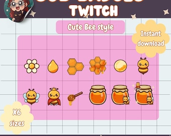 Insignias de suscripción de Twitch de Honey Bee / Gráficos de transmisión (descarga digital)