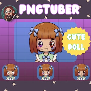 PNGtuber Cute Doll Girl Model - Kawaii Chibi Avatar - Premade PNG Tuber - Chibi PNGtuber