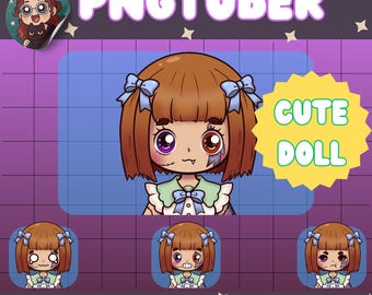 Avatar de muñeca PNGtuber: modelo kawaii chibi prediseñado