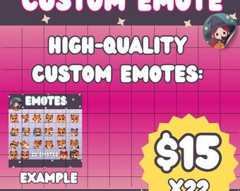 Custom Chibi Emotes Bundle: 22 Hand-Drawn Twitch Streamer Emotes