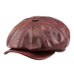 Handgefertigte Vintage Schiebermütze aus Leder / Leder in 3 Farben