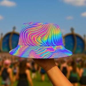 Psychedelischer Eimer Hut, Rave Hut, Mode-Rave-Outfit Musikfestival, Sonne Camping Sommer Reise Strand Hut