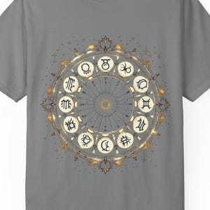 Camiseta com Roda do Zodíaco Astrológica, Camiseta com Gráfico Celestial, Camiseta com Horóscopo, Presente de Astrologia, Roupa Astrológica Unissex, Camiseta com Mapa Astral