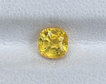Zafiro amarillo canario natural de 1,10 cts, piedra preciosa suelta de corte cojín cuadrado