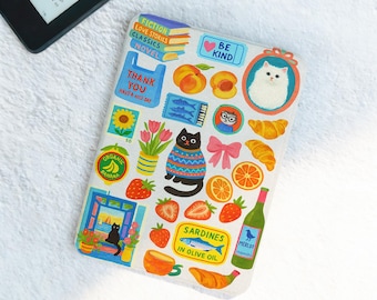 Matches Wine Collage Kindle Case, Kobo Clara Libra, Auto Wake Sleep Cover
