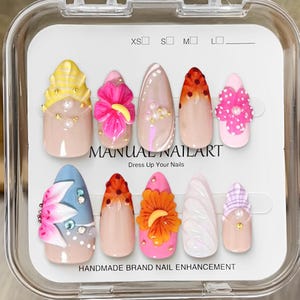 Benutzerdefinierte Presse auf Nägel / Sommerpresse auf Nägel / Strandnägel / Muschelnägel / Japanische Nägel / Lange Sargnägel / Handgemachte Nägel