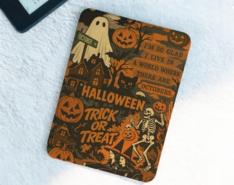 Vintage Halloween Trick or Treat Ghost Pumpkin Kindle & Kobo Case with Hand Strap, 7" Paperwhite 12th Gen Cover, Kobo Clara Sleeve Gift