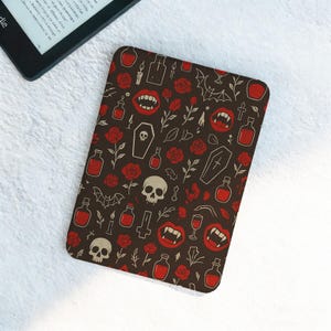 Custodia Kobo rimovibile in stile gotico vampiro con retro trasparente, cover Kobo Clara B/N/Color in stile gotico scuro, custodia Kobo Libra colorata, funzione di accensione/spegnimento automatico, regalo per la mamma
