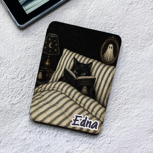 Étui Kindle Kobo avec chat en train de lire, couverture magnétique détachable, motif chat Paperwhite Clara, cadeau personnalisé